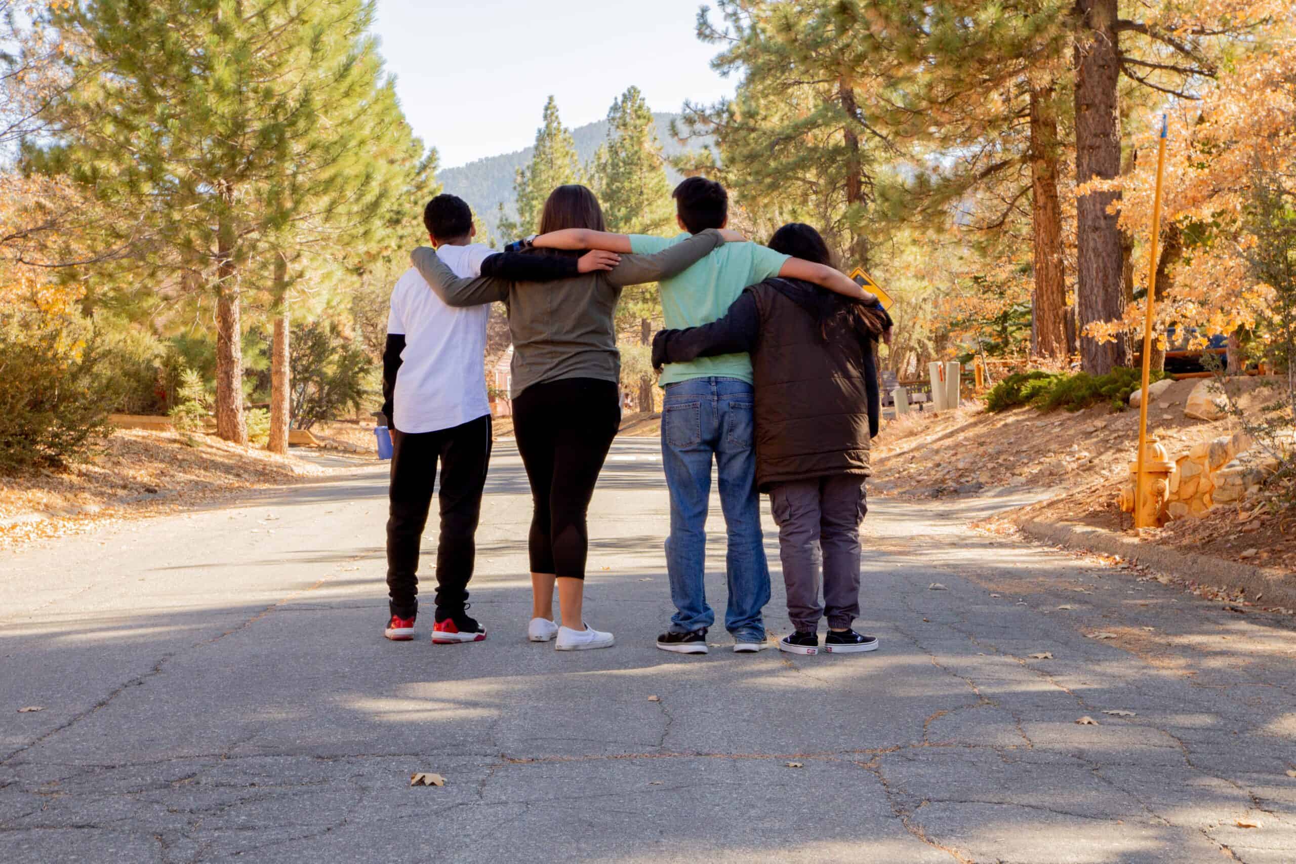 Teens in woods